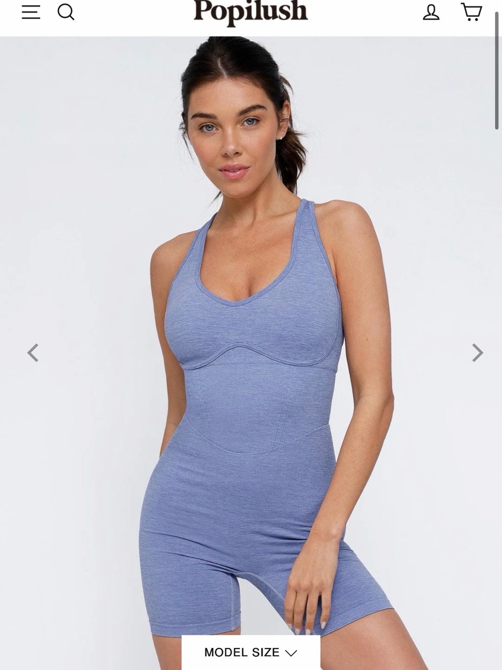 Popilush Heather Blue Seamless Sculpting Romper